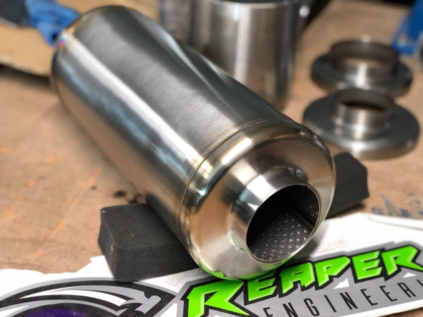 Demon Flow Series 4.0 Customisable Round Barrel Muffler/Resonator.
